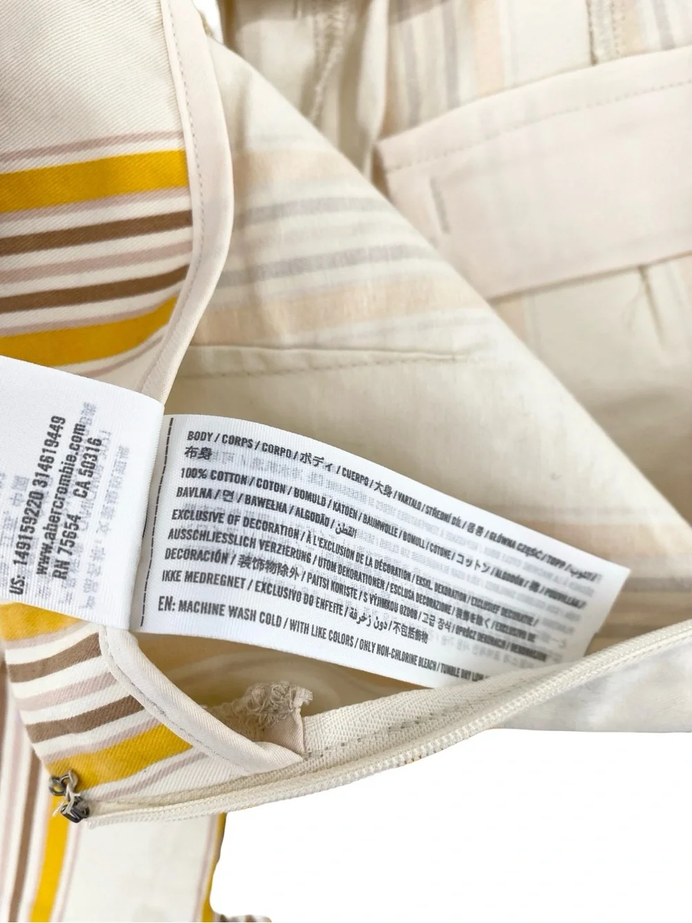 Abercrombie & Fitch Mustard Yellow Stripe Cotton Crop Top and Shorts Set - Picture 5 of 9